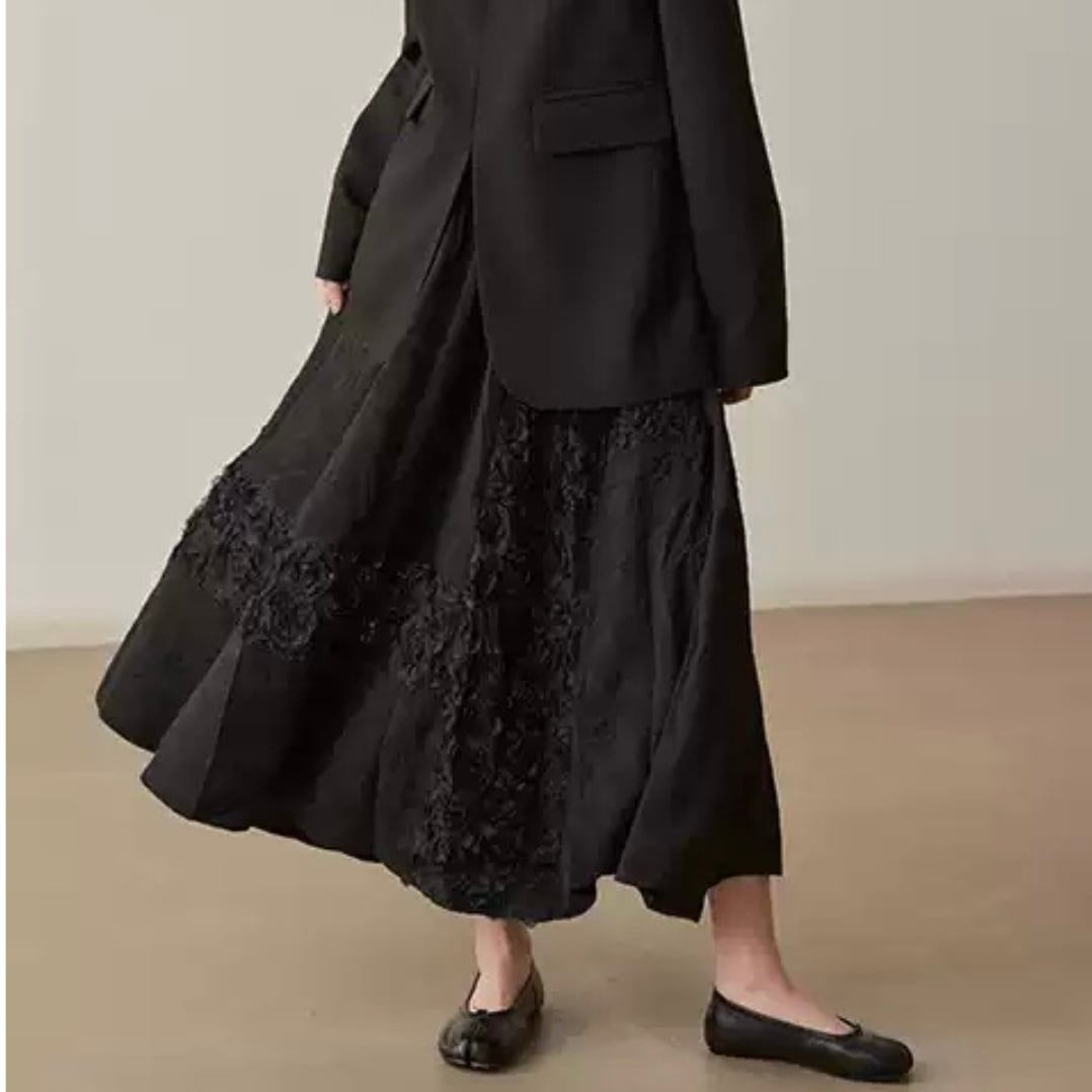 Aラインフレアレースデザインスカート SK3002