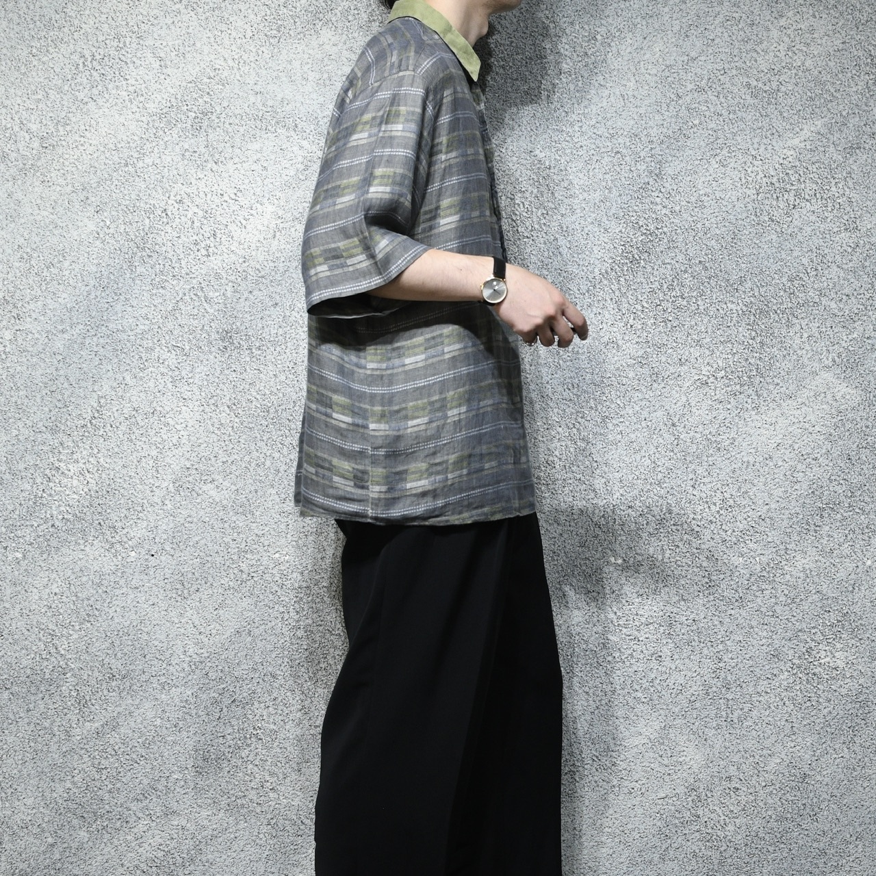 jacquard weave design linen rayon pullover shirt