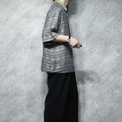 jacquard weave design linen rayon pullover shirt