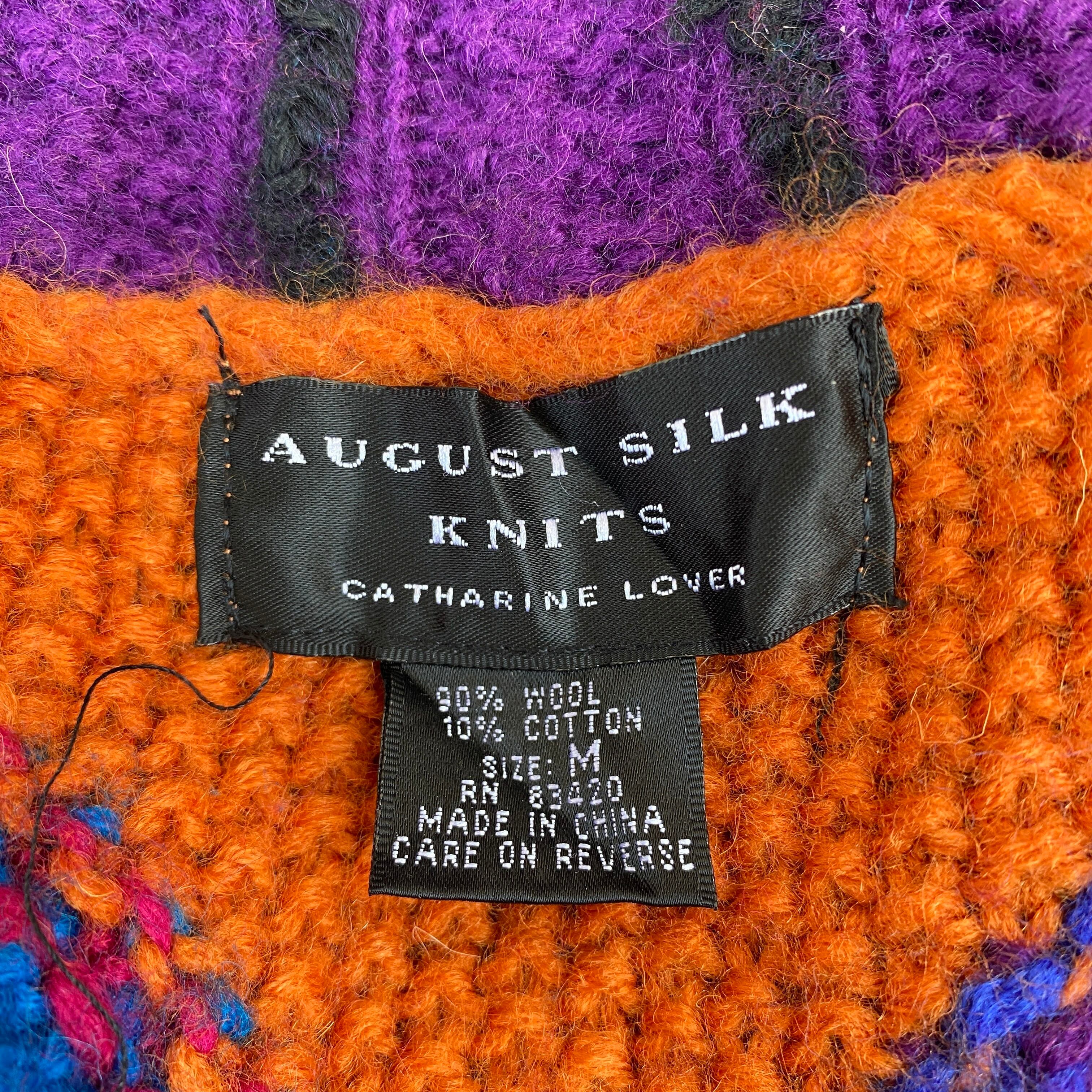 AUGUST SILK KNITS 3D 立体 花 フラワー ウールニットカーディガン