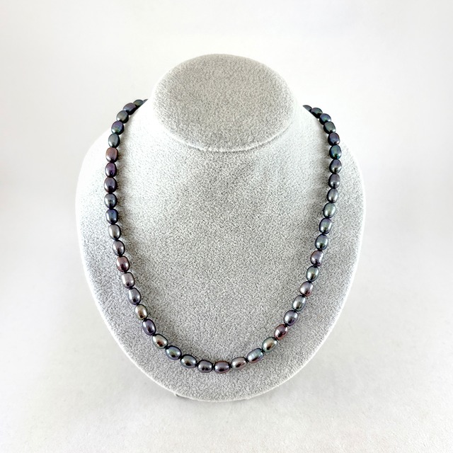 バロックパールネックレス ロングナゲット小粒mix black Baroque　留め具国内交換済み