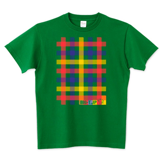 冬T！XXXL(身巾64cmまで）3 COLORチェックTシャツ：グリーン ※クリスマスカラータイプ