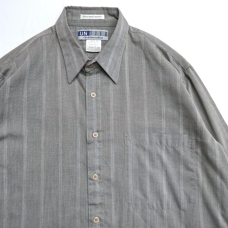 古着 UNTIED 長袖シャツ ストライプシャツ グレー 表記：L gd407152n