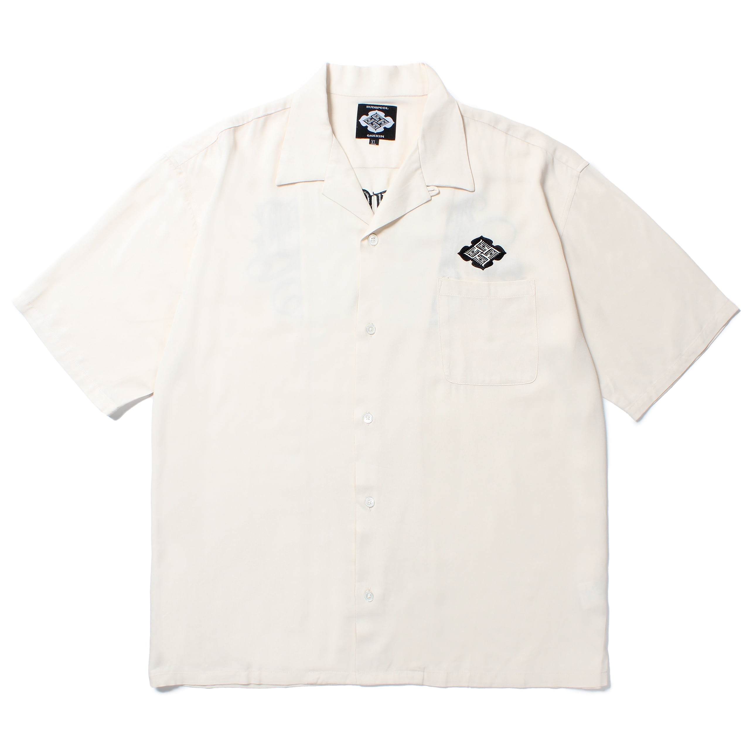 GAKKIN × BUDSPOOL 花罰家紋 CLASSIC LOGO OPEN COLLAR SHIRT GAKKIN × BUDSPOOL 花罰家紋 CLASSIC LOGO OPEN COLLAR SHIRT