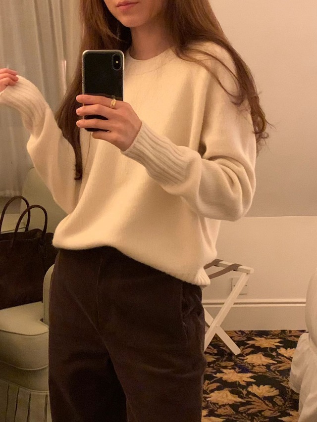 (予約) ounce / Marine cash round knit 3color