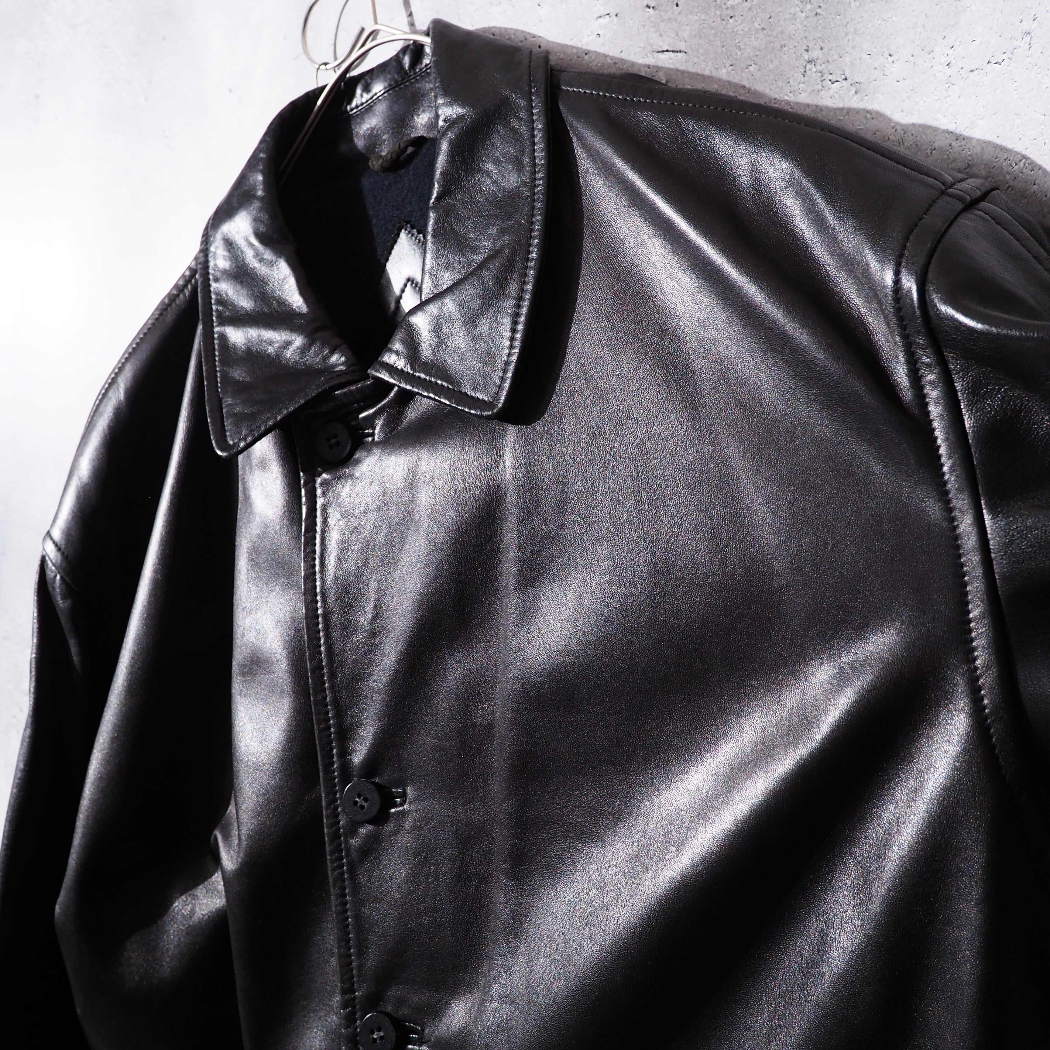 1990s ” 極上 ” Special Black Lamb leather vintage half coat jacket