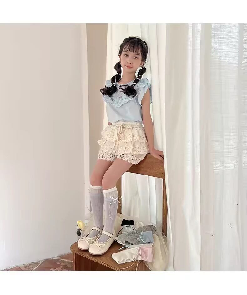 リボン＆フラワーボタン レイヤードソックス