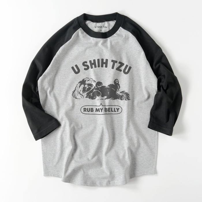 Raglan 3/4 Sleeve Tee Gray U0125