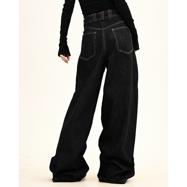 front zipper baggy denim　フロントジッパーバギーデニム　J0657