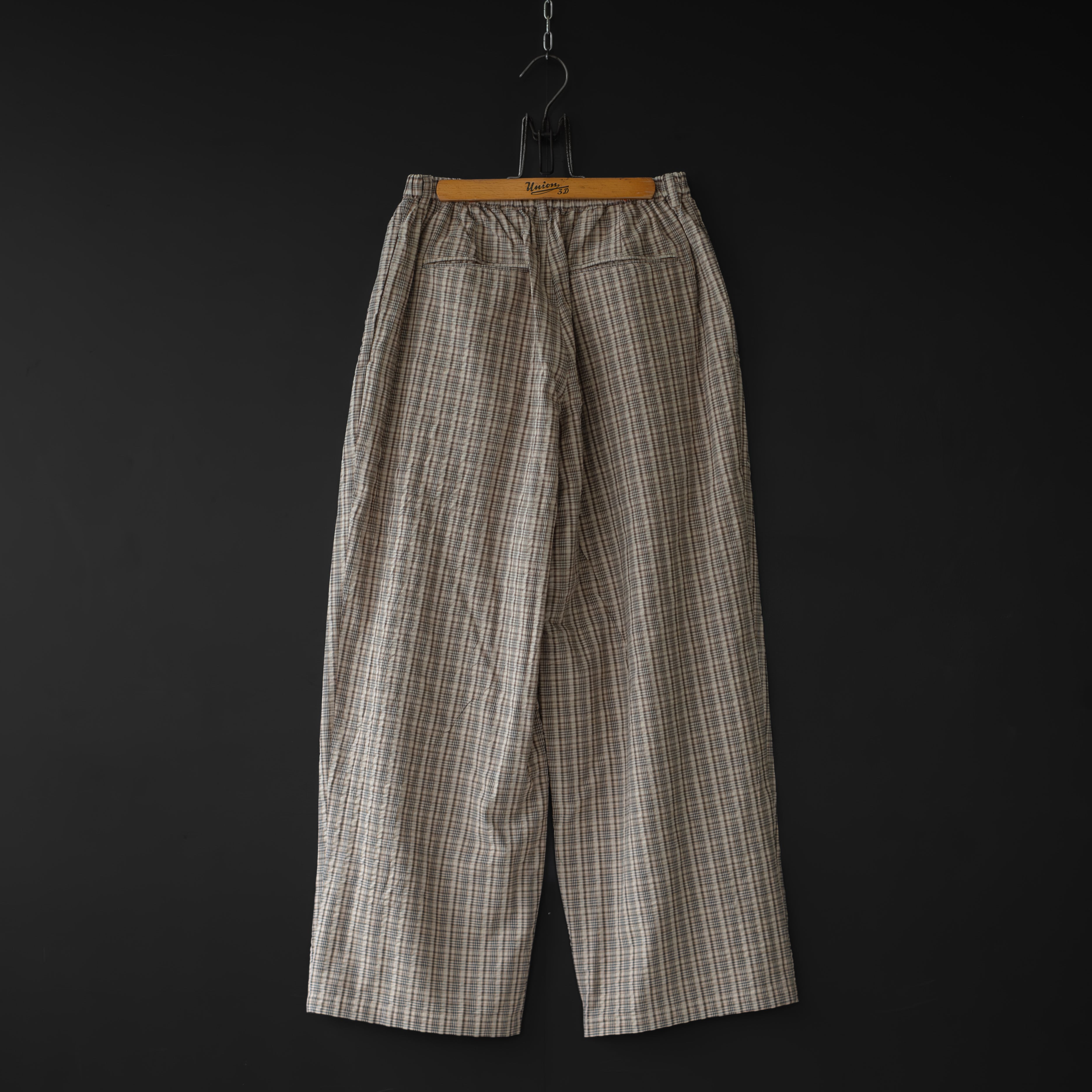 マム確認ページ modem design】 check wide pants (beige) | dros dro