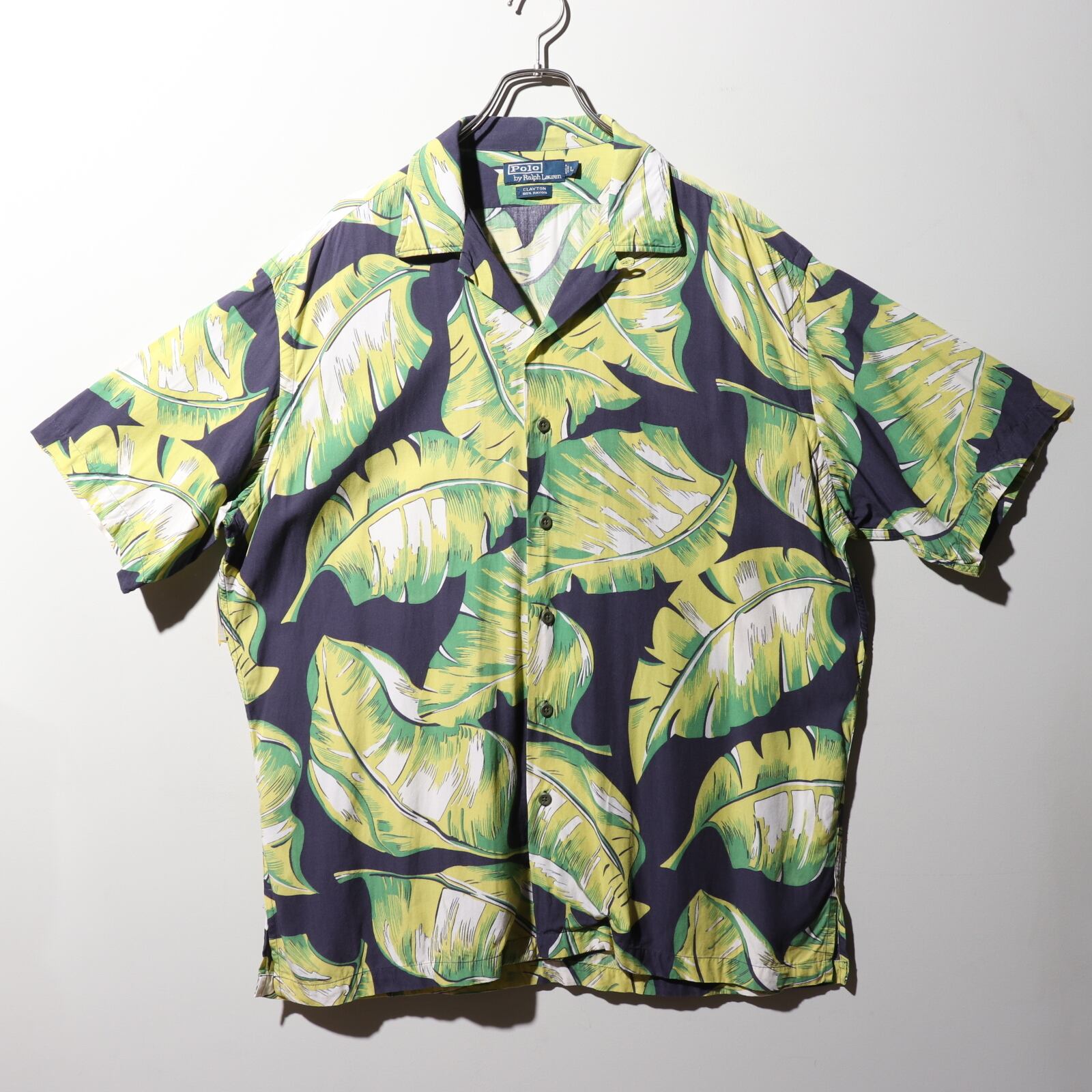極美品 L レーヨン Clayton ポロラルフローレン 総柄 半袖開襟シャツ  