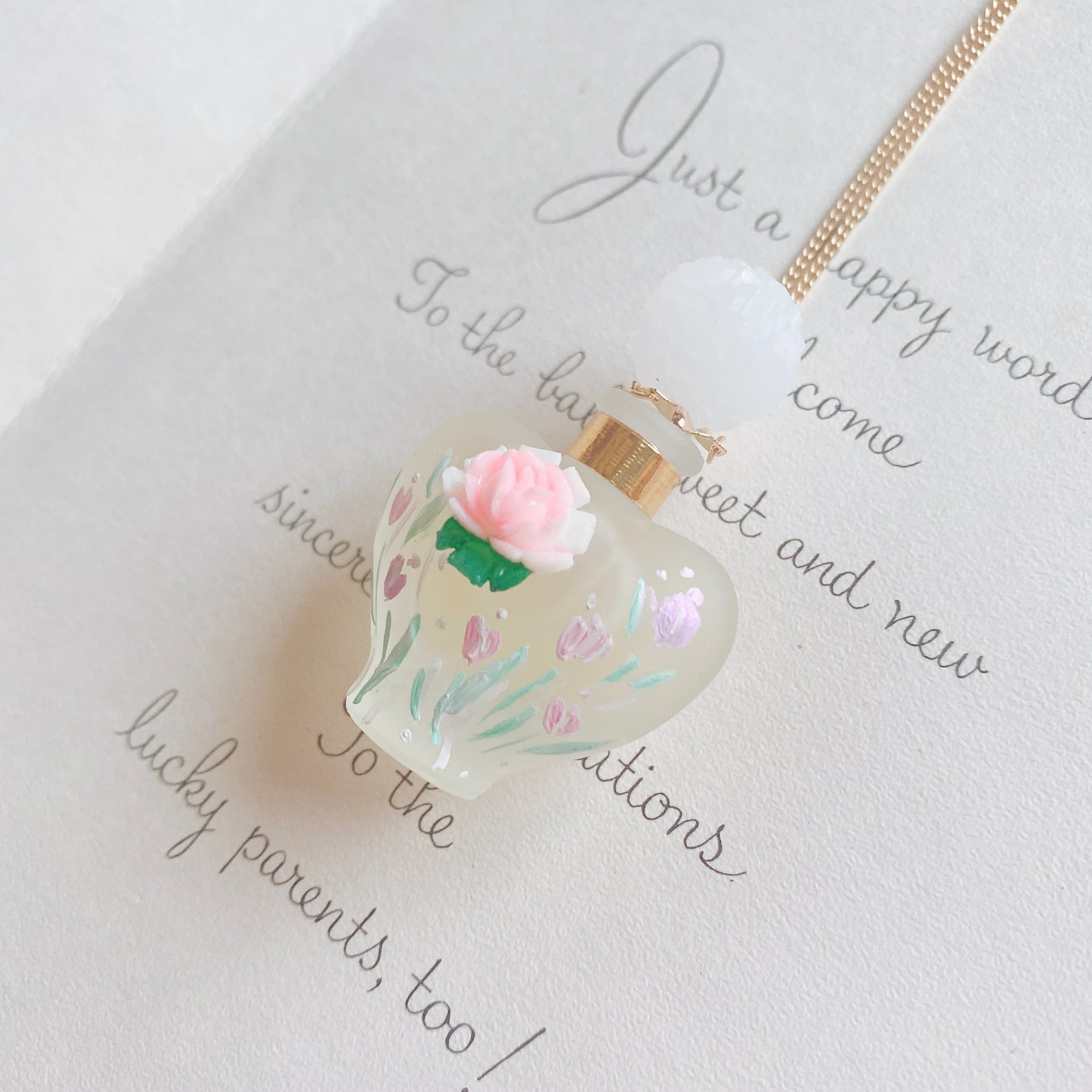 (ニナリッチリメイク)Nina Ricci Hand painted perfume neckless ペイント香水瓶ネックレス