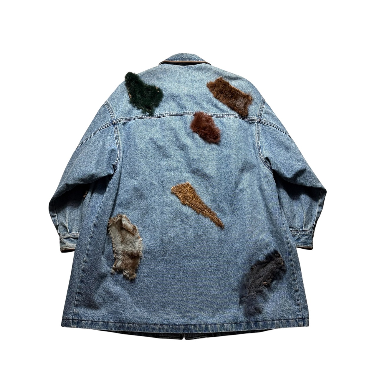 vintage FENDI fur patch denim coat