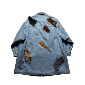 vintage FENDI fur patch denim coat