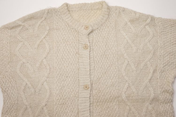 90's cream hand knit mohair long Cardigan | GARYO