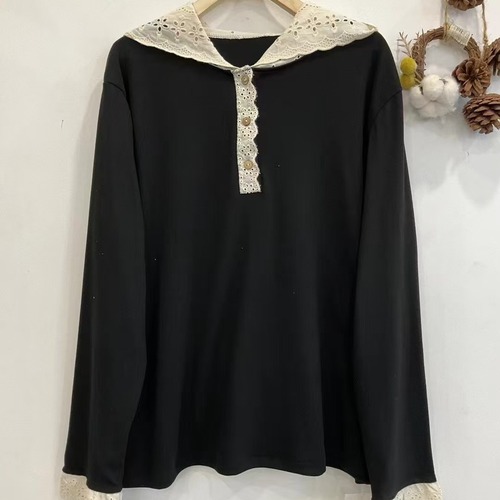 4色／カットワーク刺繍フーディートップス ・12509