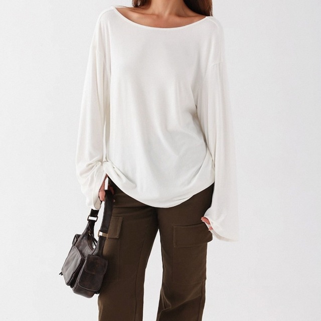 Loose One shoulder Long sleeve shirt 125516