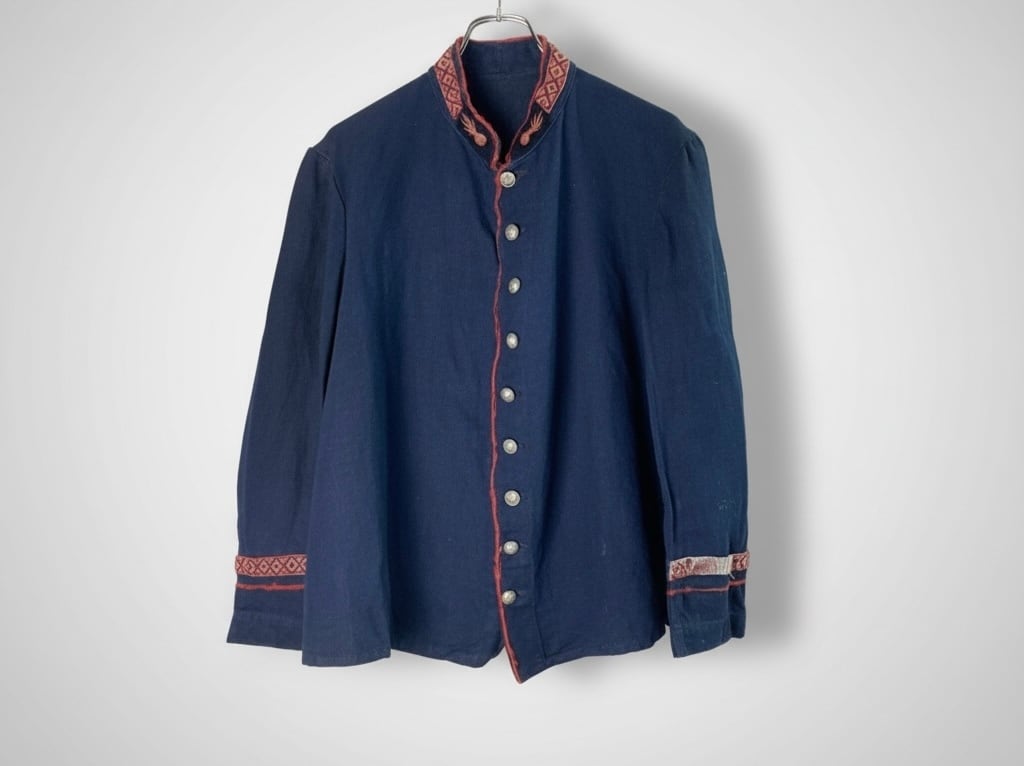 1900's ~ French Indigo Linen Herringbone Fireman Jacket | Daily