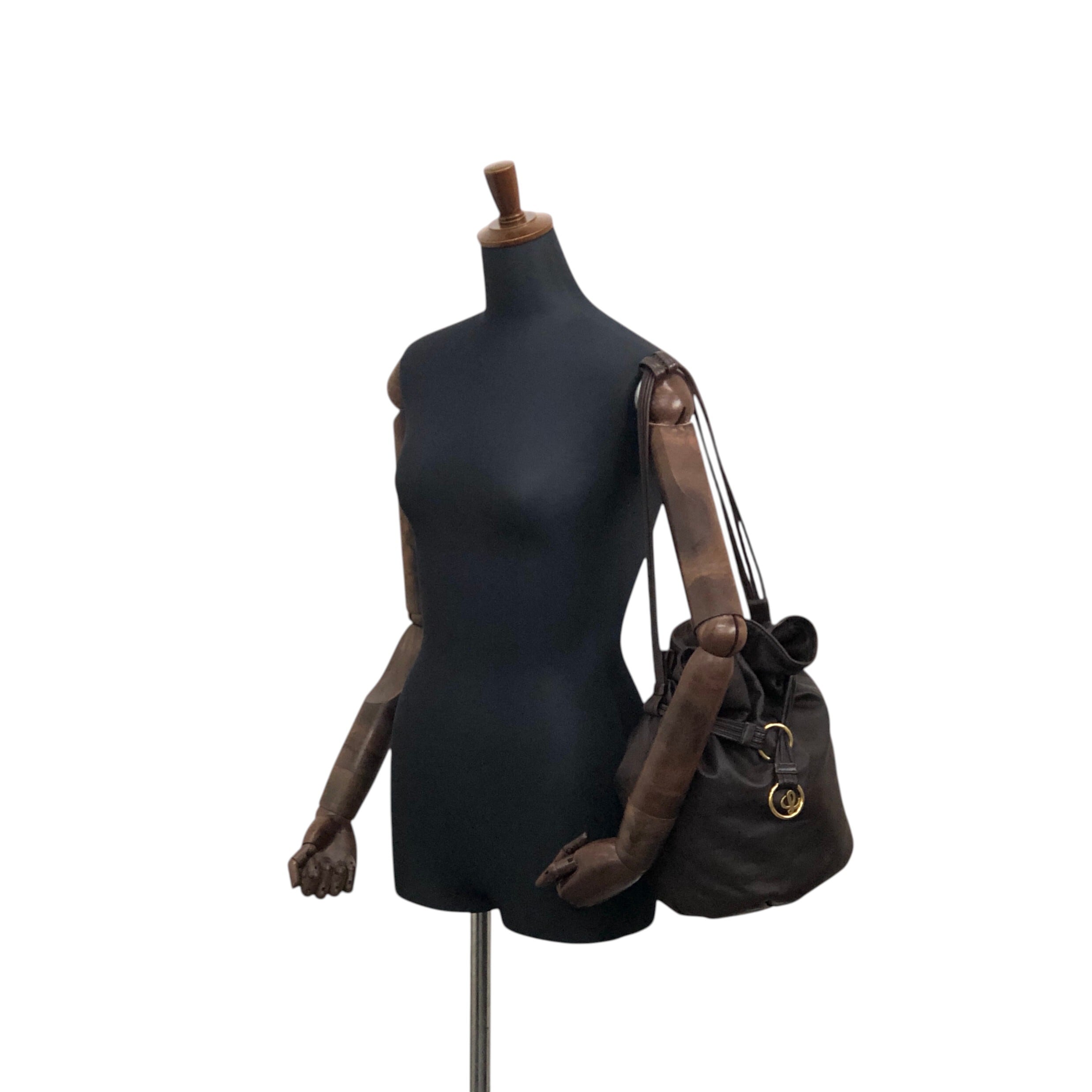 LOEWE ロエベ レザー 巾着 ショルダー バッグ ダークブラウン LOEWE ロエベ アナグラム ショルダーバッグ ブラウン レザー 巾着
