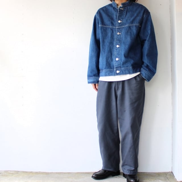 amne スタンドカラーデニムブルゾン mandarin blouson （Indigo