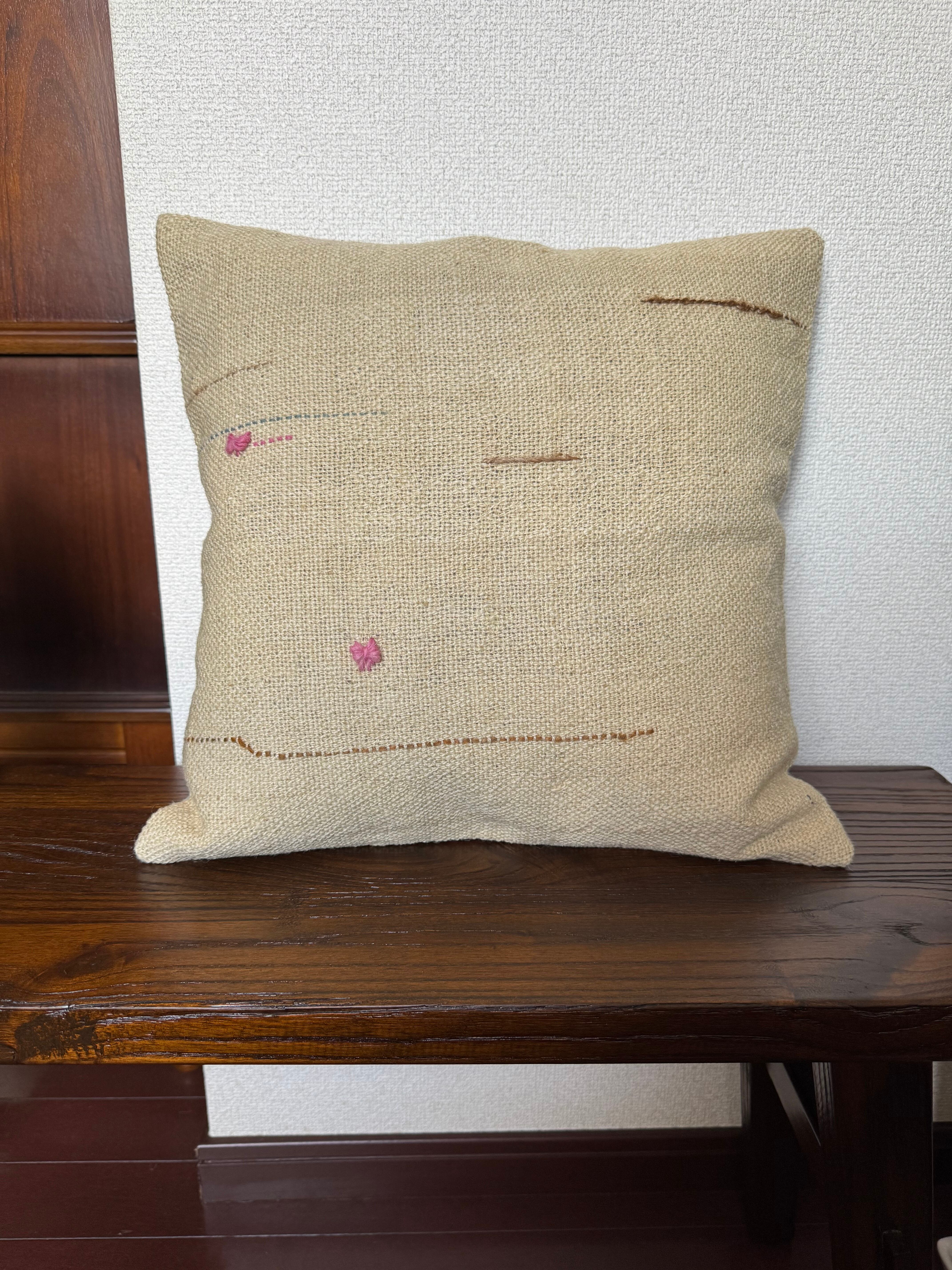 Konya Obruk50×50 クッションカバー　トルコ　コンヤ　オブルック産 No.042 Vintage Konya Obruk kilim pillow case Ribbon | aile.vintage
