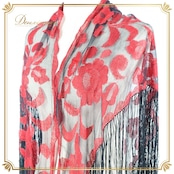 フラメンコ 衣装 シージョ ピキージョ 小物 レッド系 赤 ブラック系 黒 花柄 レース アクセサリー 三角形 トライアングル フレコ フリンジ ダンス イベント おしゃれ 透け感 フリンジ付き ステージ 花柄アクセント パーティー コスチューム