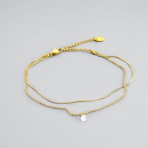 316L stone double chain anklet  #a06