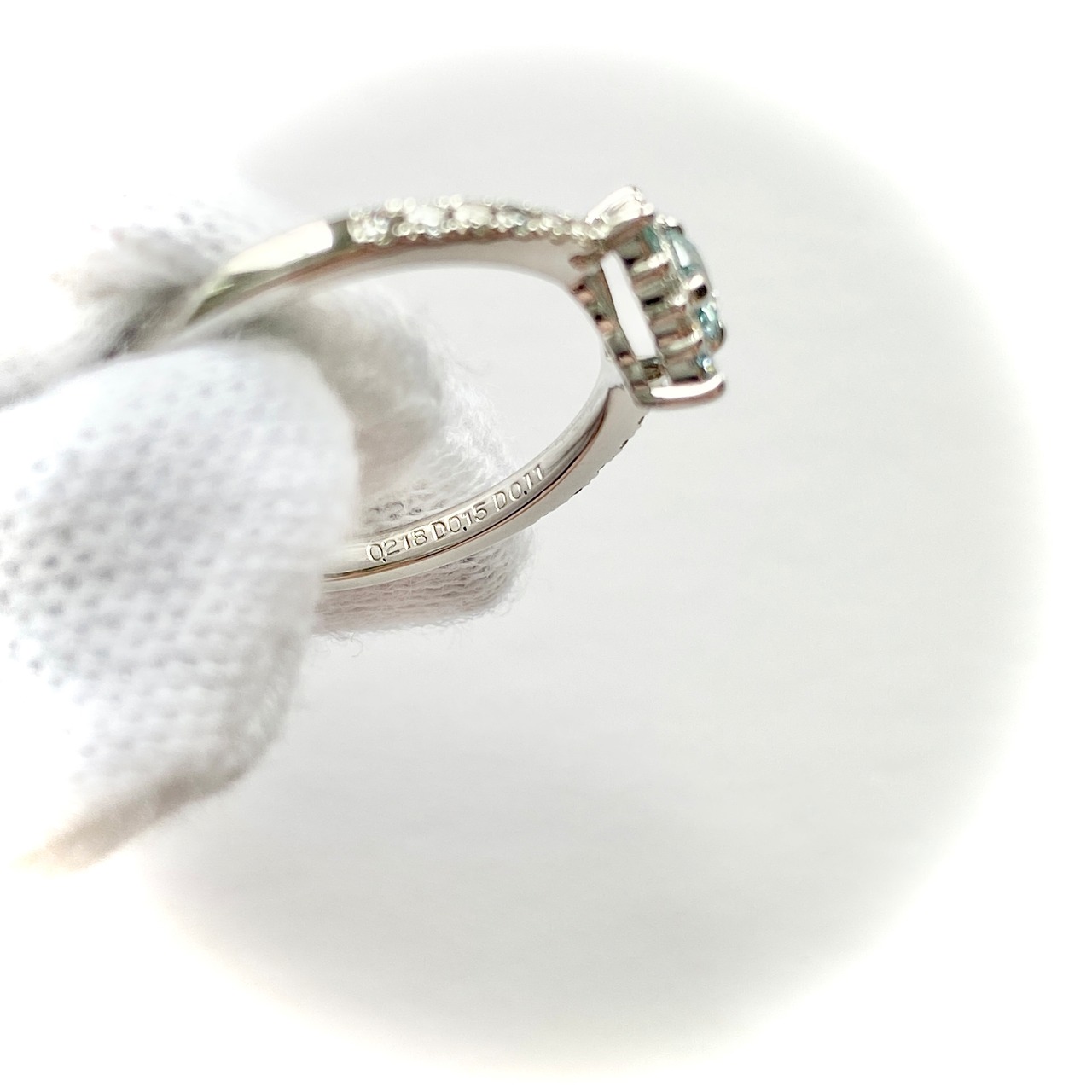 ブルーダイヤモンドリング Pt950 / 0.17ct/0.15ct 12号 【R0275】