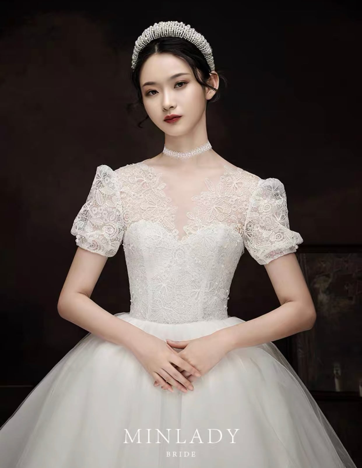 パフスリーブ ヴィンテージ ウェディングドレス | MINLADY BRIDE