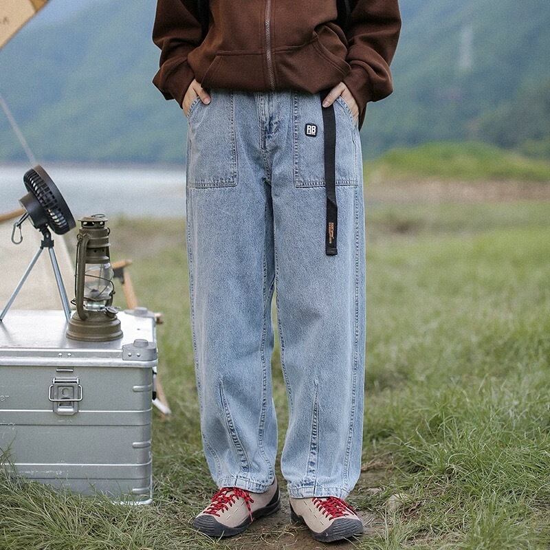 ワイドレッグパッチポケットデニムパンツ J0208