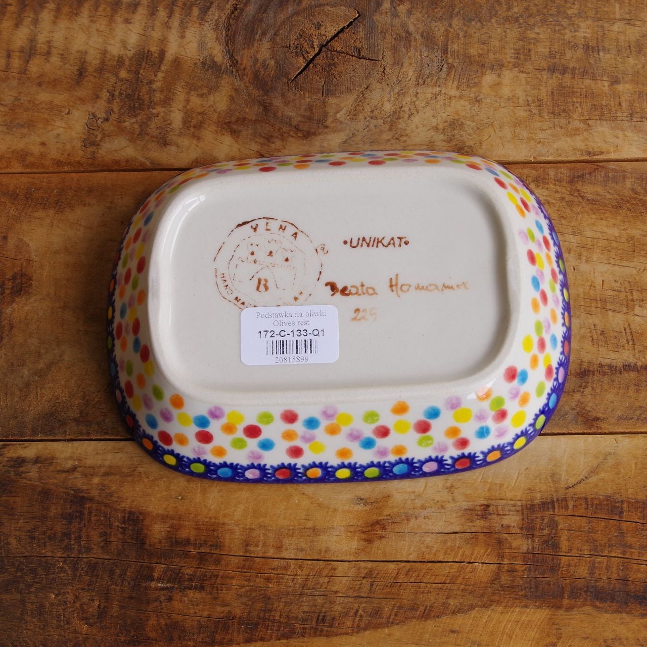 新品】 ポーランド食器 ポーリッシュポタリー 角皿 深皿 16cm カラフル