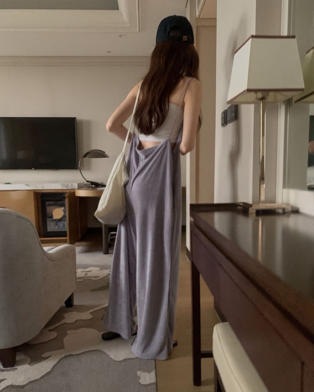 バックオープンサロペットオールインワン