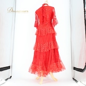 社交ダンス 衣装 スタンダード ドレス ワンピース パーティドレス prima boutique プリマブティック レッド系 赤 レース チョーカー キラキラ キラキラドレス フォーマルドレス 競技用ドレス ヘアアクセサリー おしゃれ衣装 アウトドアイベント ステージ衣装 発表会 衣装レンタル 2次会 目立つドレス スポーツダンス レディースファッション おしゃれ レース使い 輝く ホログラム カジュアルダンス