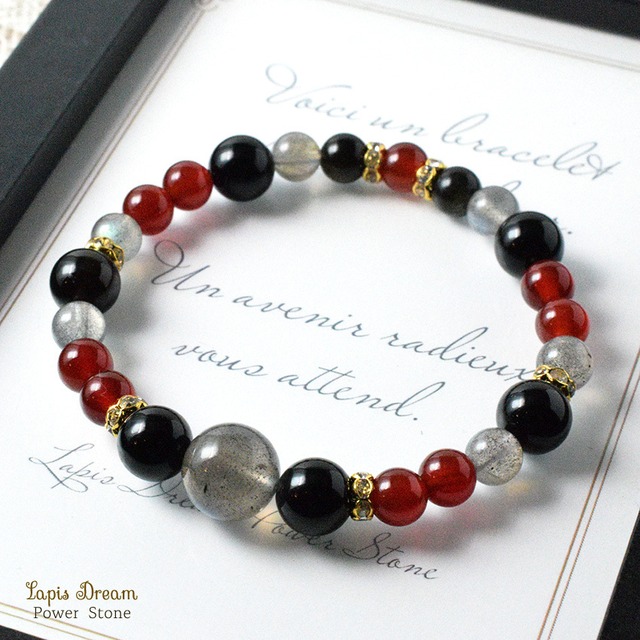負の流れを断ち切る内なる結界のお守り ｜ ラブラドライト、レッドアゲードのパワーストーン ブレスレット