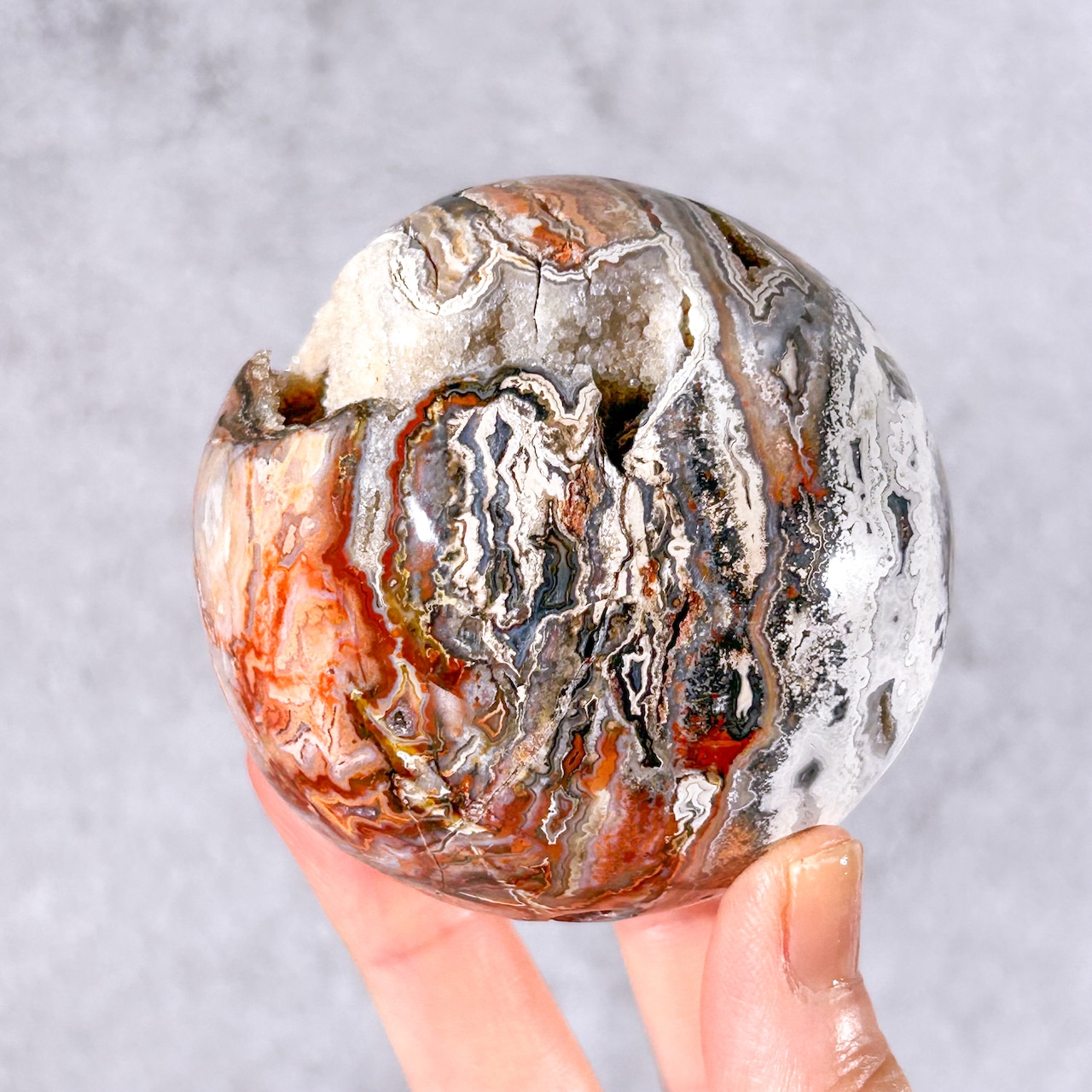 ピンククレイジーレースアゲートドゥルージー スフィア * Crazy Race * 天然石