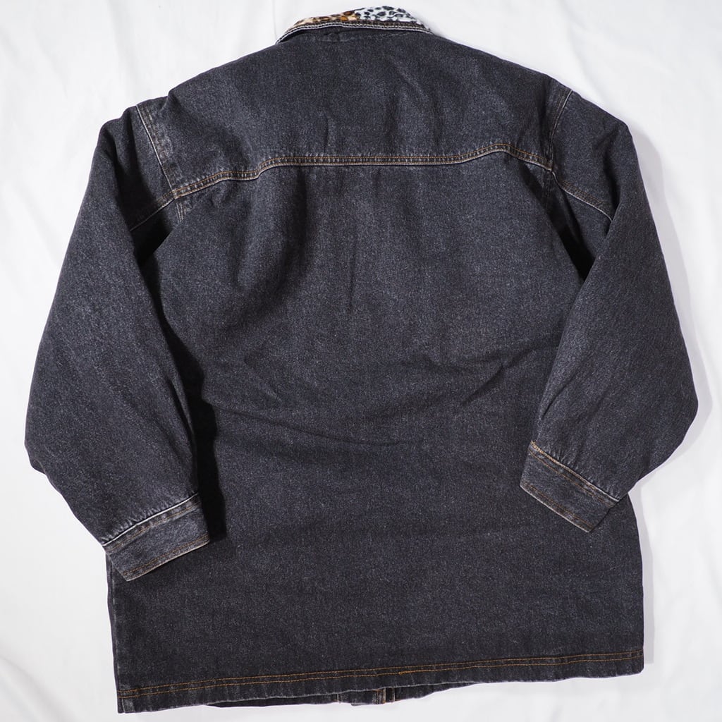 Various Animal Switching pattern Design dark gray denim jacket