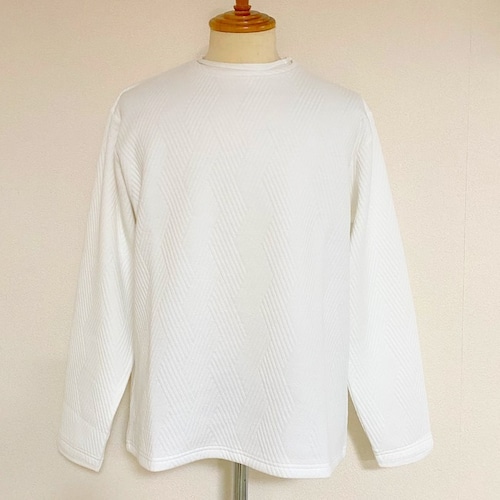 Jacquard Waffle Roll Neck Cut & Sewn Off White
