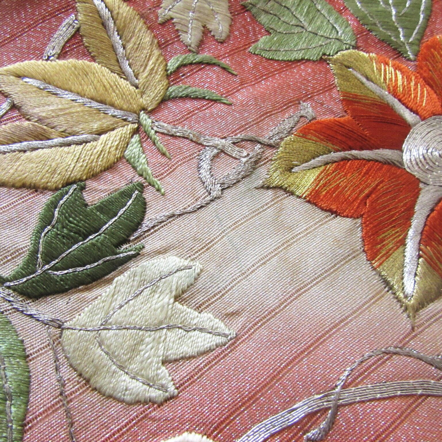 朝顔 鉄線 刺繍 絽 アンティーク 名古屋帯 着物 | アンティーク着物と 