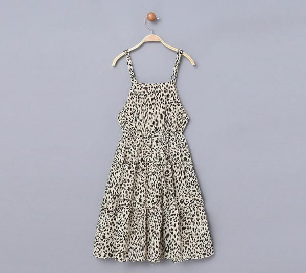 110 160cm レオパード柄 キャミ ワンピ ス ロング丈 フレア マキシ丈 ワンピ アニマル 柄 ヒョウ柄 総柄 19s S 夏服 リゾート 韓国 子供服 女の子 ガールズ キッズ 親子 おそろい P197 A Dear Child