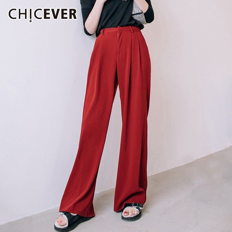 CHICEVERプリーツパンツレディースウエストフルレングスポケットルーズワイドレッグパンツ2020秋 オータム 秋物 ワイドパンツ 6base566642903780