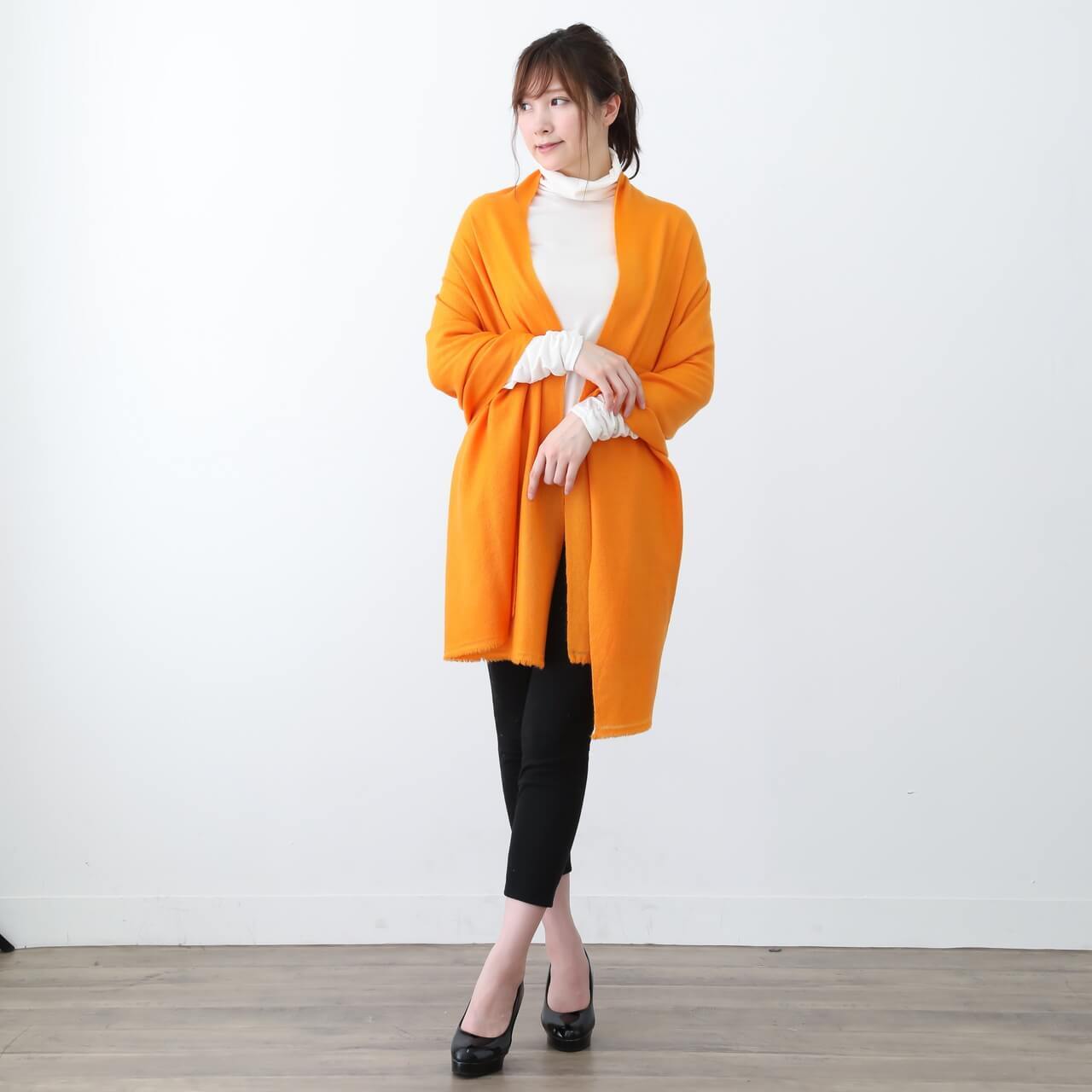 カシミヤ100%ストール オレンジ | ヒマラヤンギフト