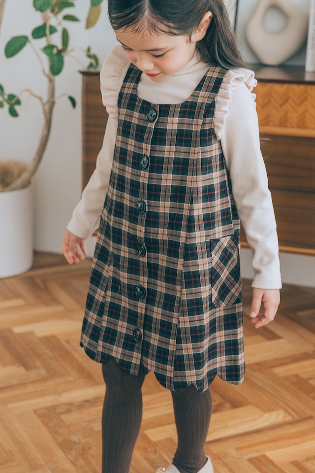 【1DAY限定SET♡】アイボリータートル×チェックスカート2点セット