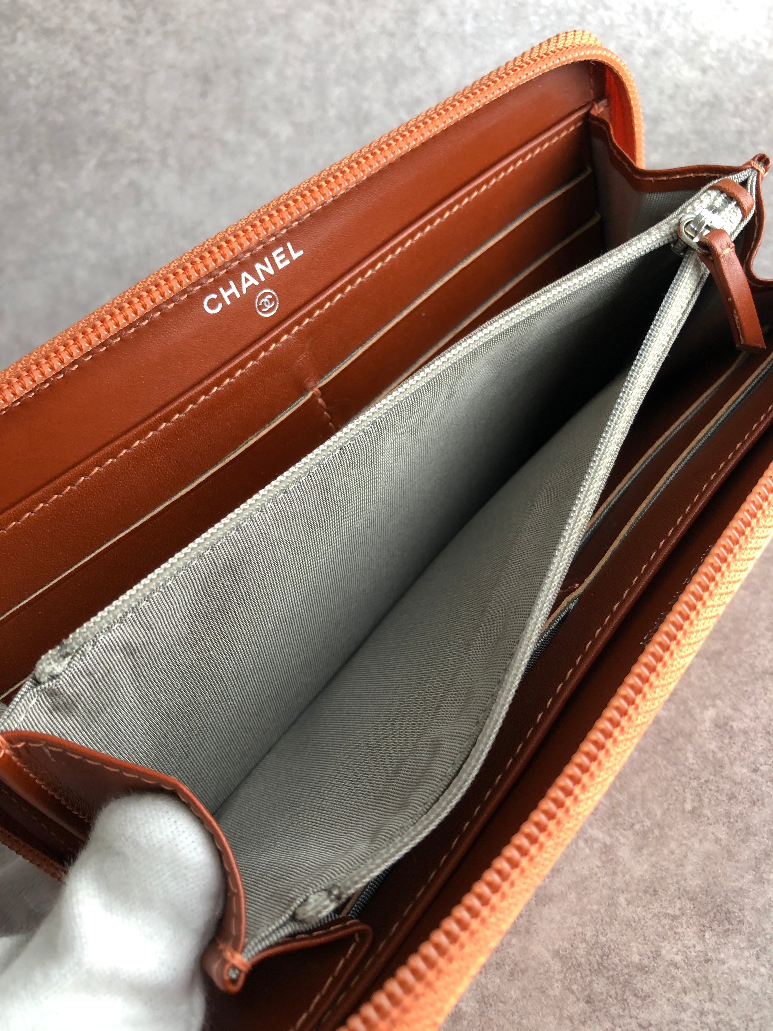 CHANEL シャネル 財布 ブラウン ココマーク レザー キャビアスキン 長