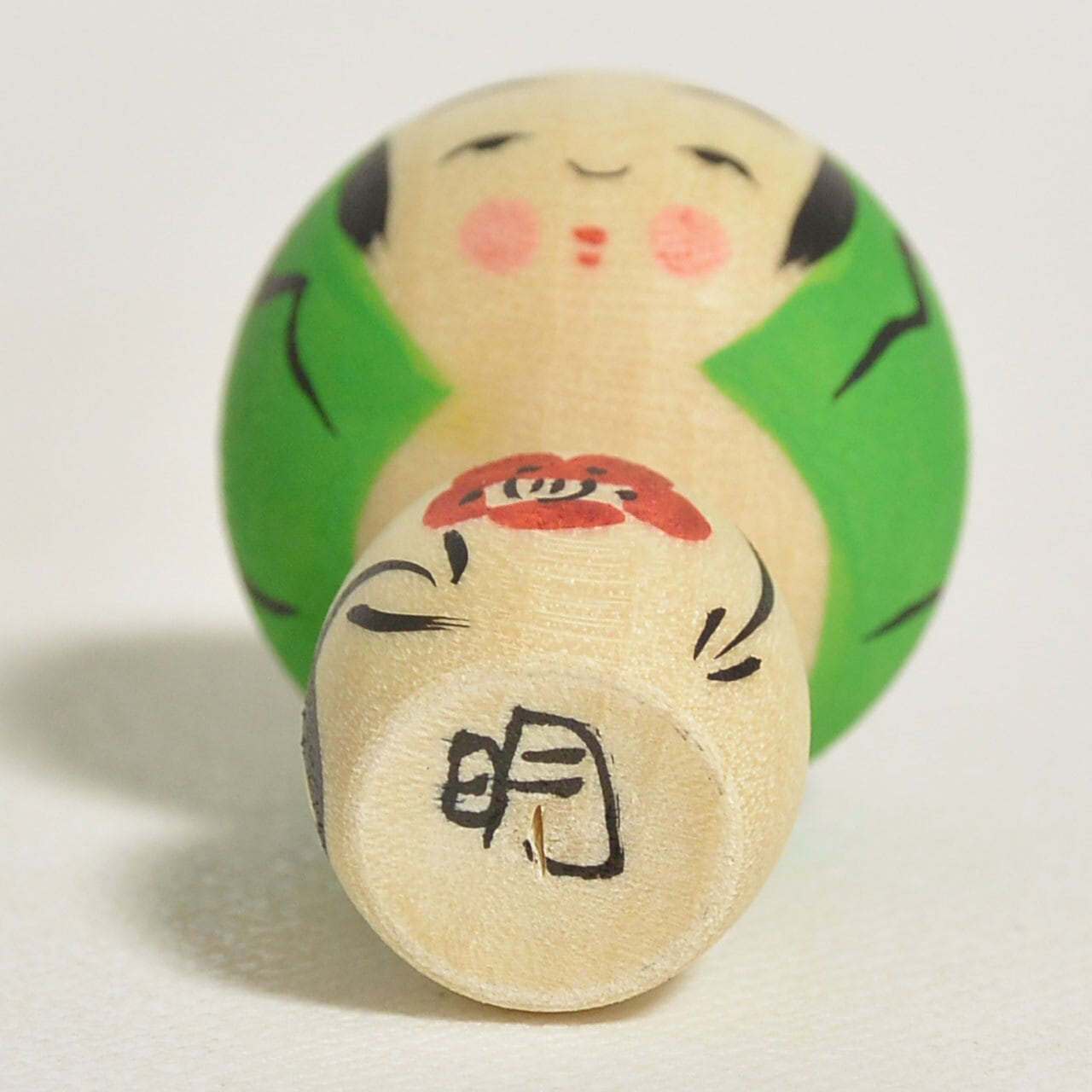 可愛い　コケシ　レア 小さなスイカちゃんこけし 約1寸 約3.5cm 鈴木明 工人（作並系）#2483