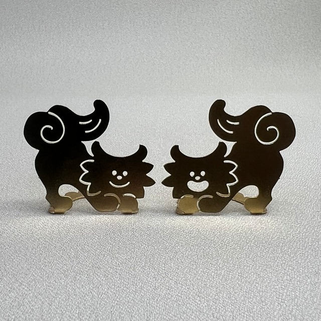 【公式限定】銀製ピアス　ミニ　おしりトントンしてほシーサー　真鍮