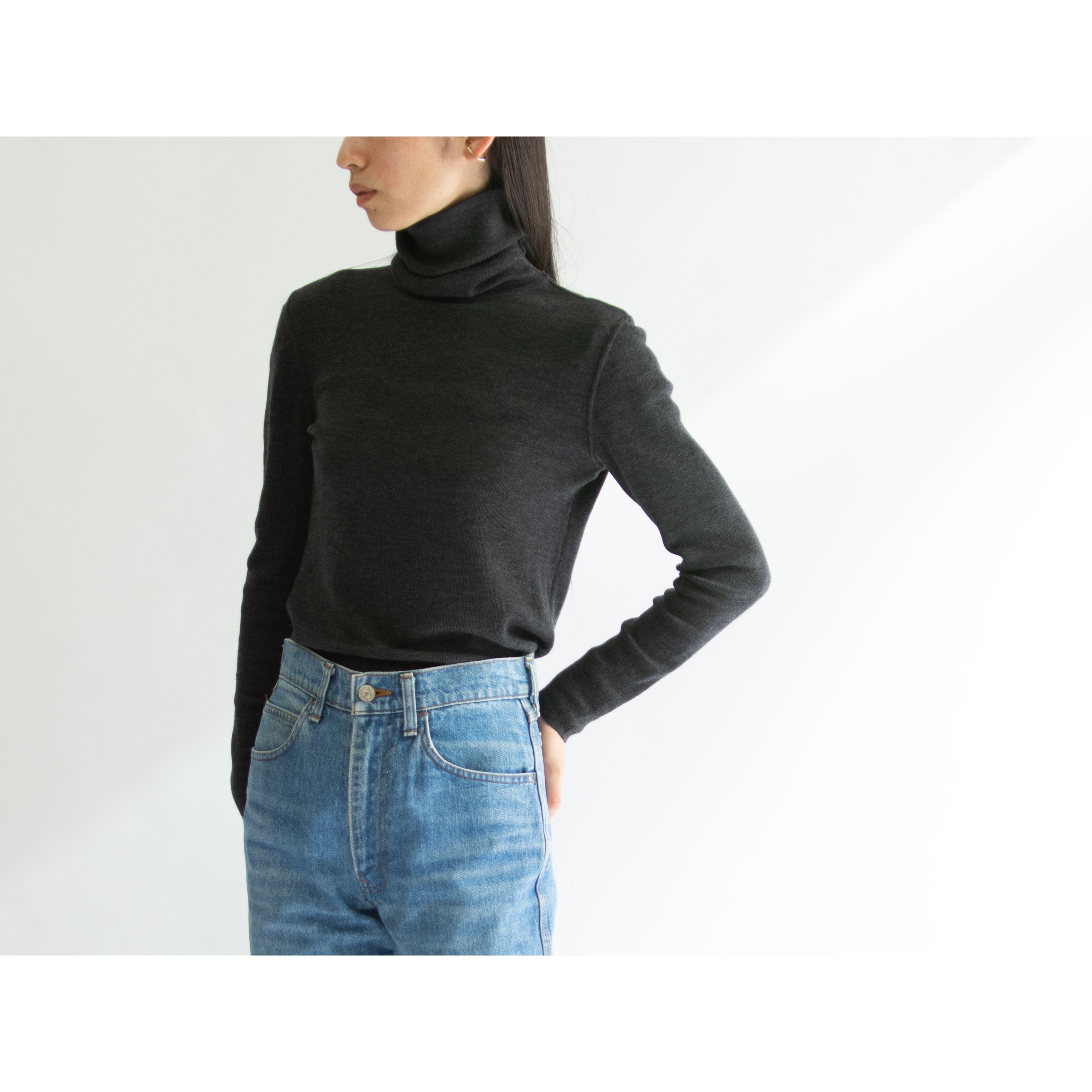 YVES SAINT LAURENT rive gauche】Made in France High Neck Knit ...