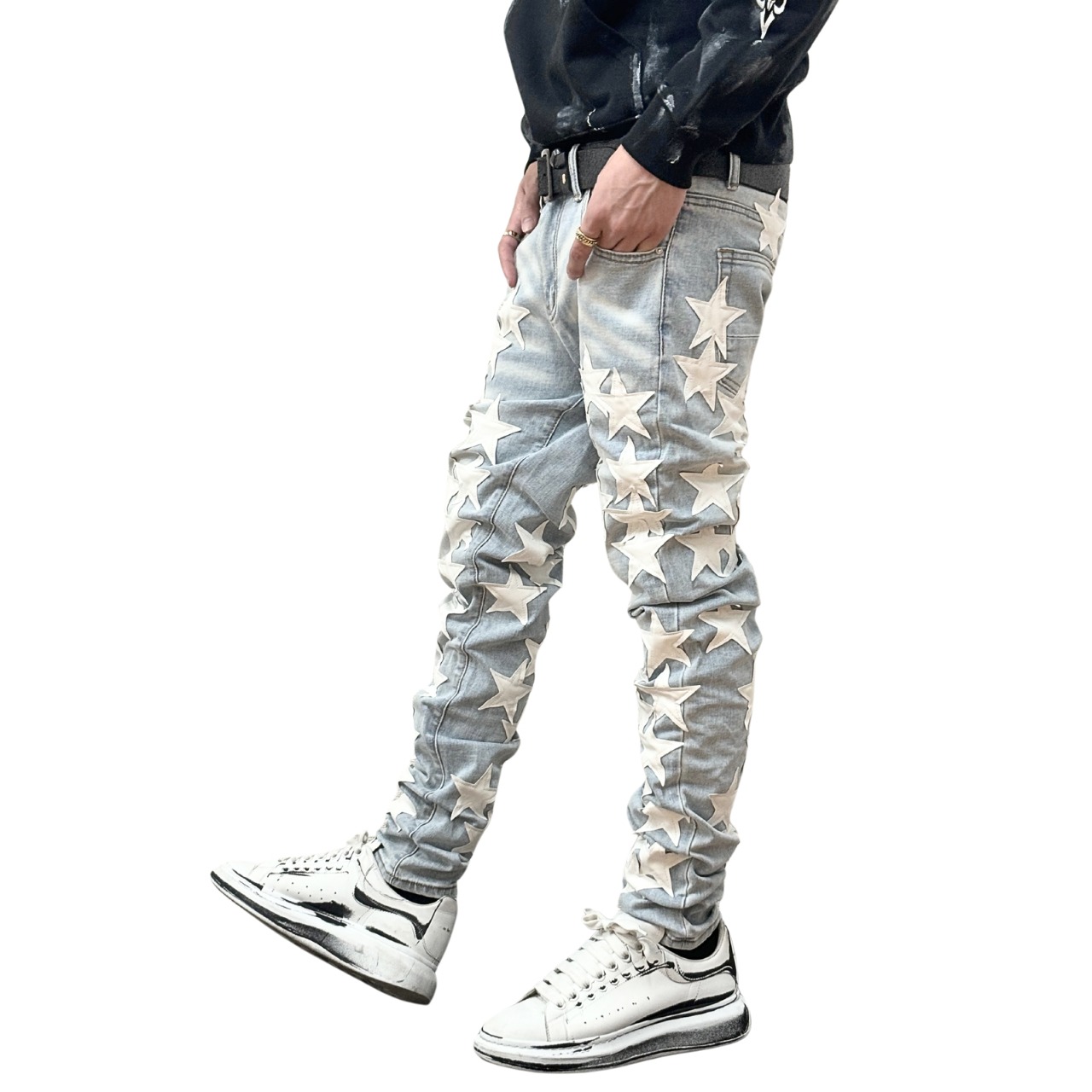 high street damage star denim【ES016】 - 2