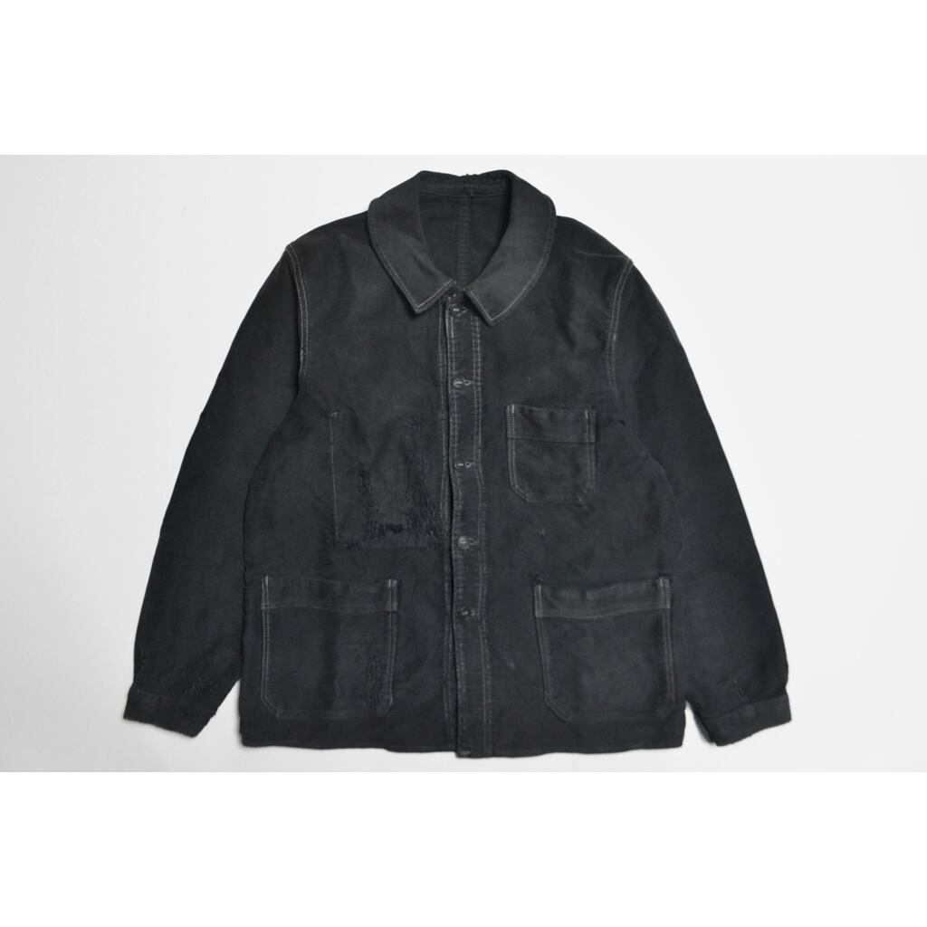 1940's ~ French Vintage Black Moleskin Jacket by Super Durable ⑦