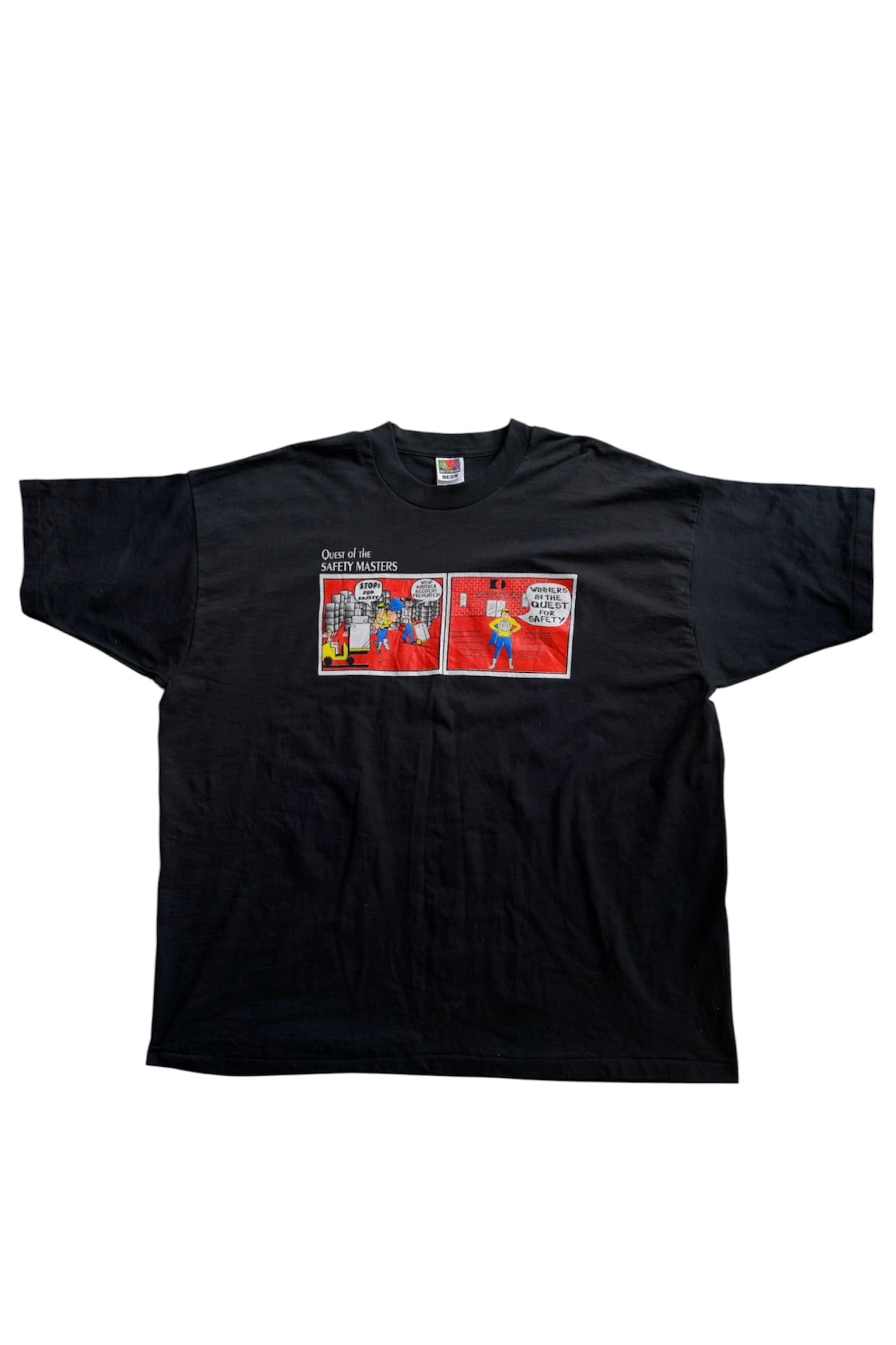 USA製 90s/ Fruit of the Loom BEST / QUEST Safety Masters Graphic Tee / Black XXXL