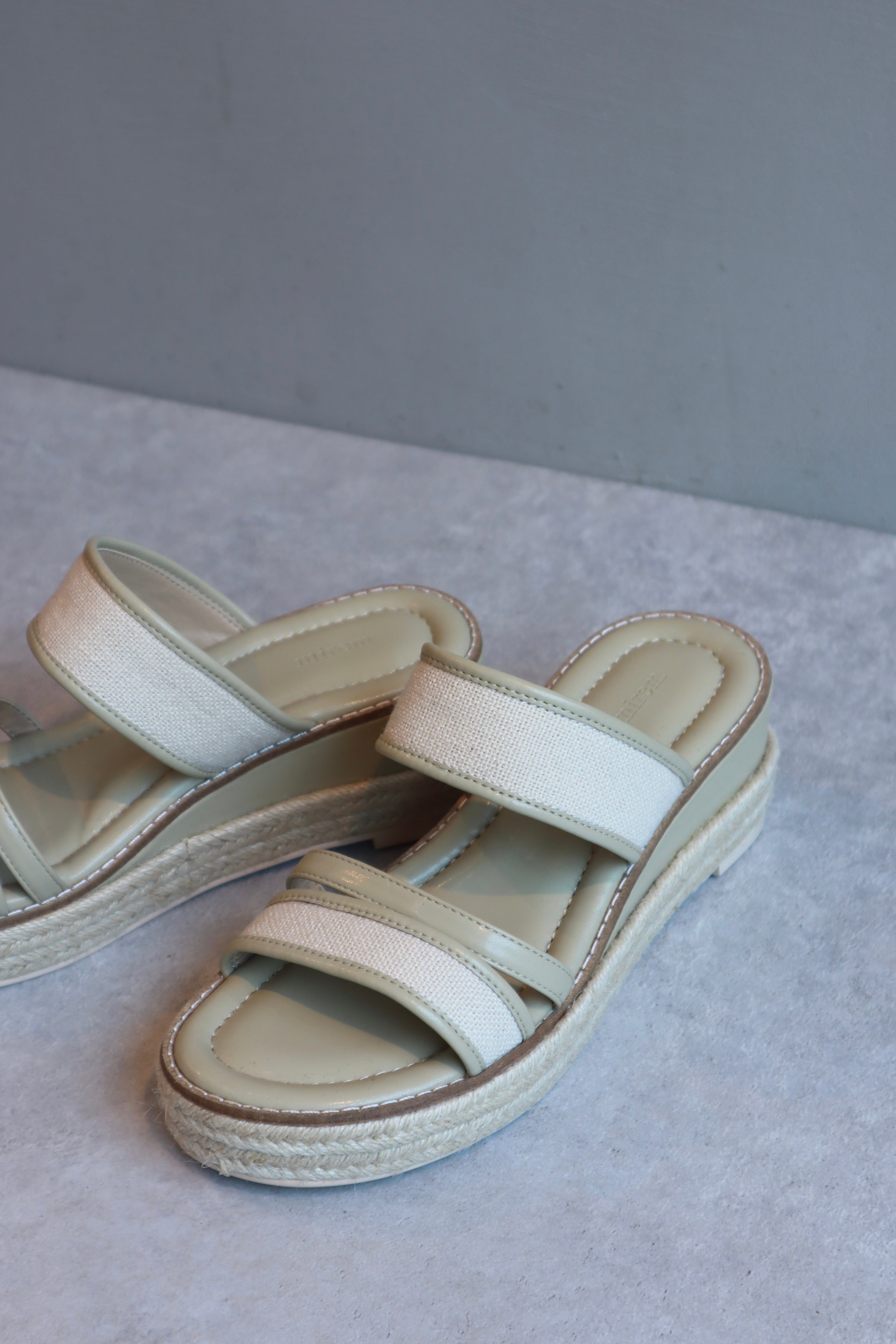 Bicolor jute sandals WHITE LILY | mirem